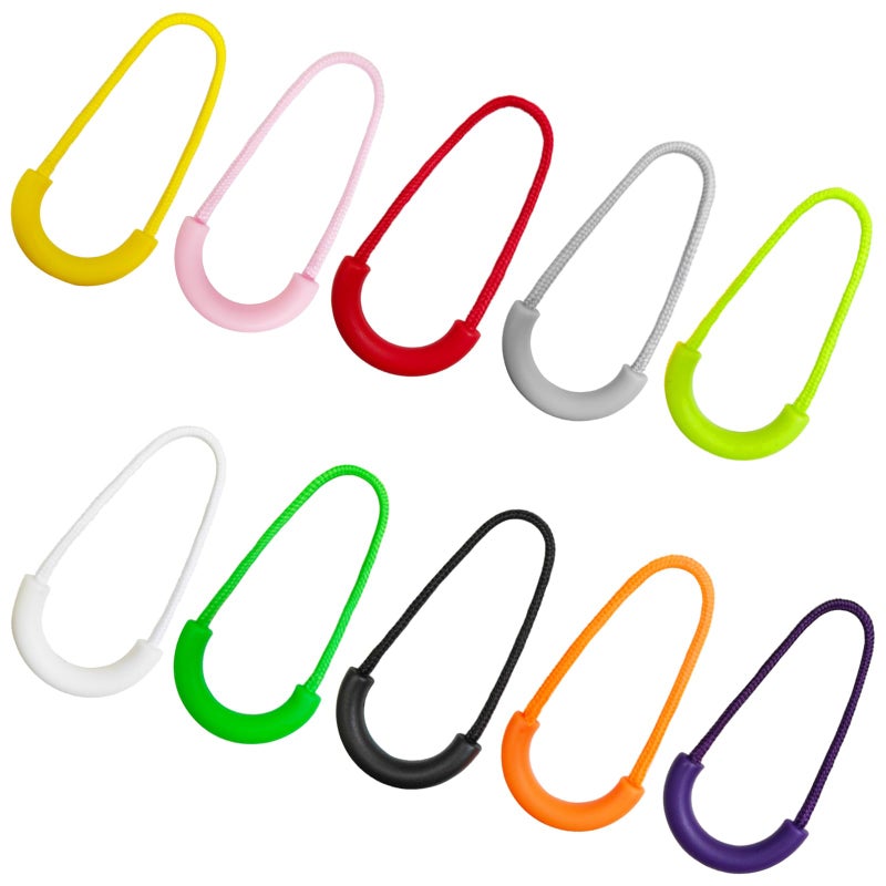 SHRJ 100Pcs Zipper Pulls Nylon Cord Zipper Extension Tag U Shape Pulls Fixer Cord Zipper Tab Replacement for Clothes, Luggage, Backpacks, Jacketsï¼ŒHandbag, Tents, Sweatshirt, 10 Colors